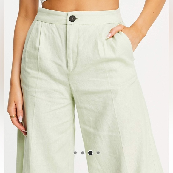 Bershka Light Green Tailored Pants - Picture 2 of 3
